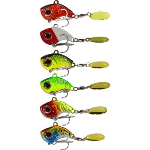 POETRYYI 6PCS Rotating Metal VIB vibration Bait Spinner Spoon Fishing Lures Jigs Trout Winter Fishing Hard Baits Tackle Pesca