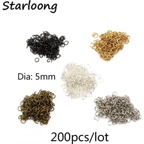 200pcs/bag 5mm wholesale bronze/gunmetal/silver/gold-color Tone Jump Rings Split Rings DIY split Rings for jewelry findings
