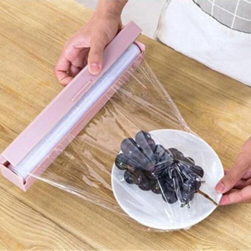 Preservative Film Cutters Cling Food Wrap Cutter Plastic Wrap Dispenser Storage Holder Solid Color Kitchen Storage Accessories