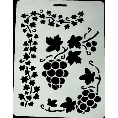 DIY Scrapbooking Vine Grapes Shelter Template Baking Kitchen Decorating Cake Stencil Spray Template Plastic Embossing Folders