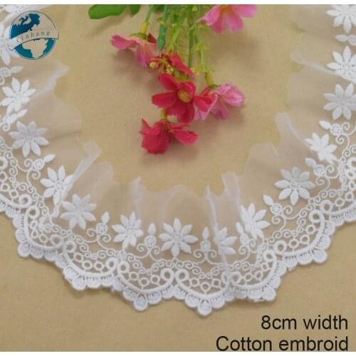 8cm width Cotton embroidery lace sewing ribbon guipure trim fabric DIY Garment Accessories Curtain decoration#3049