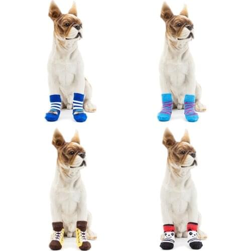 Pet Cat Dog Knitting Socks Soft Comfortable Warm Antiskid Cute Dog Claw Pattern Protective Cover Pet Daily Wear Supplies