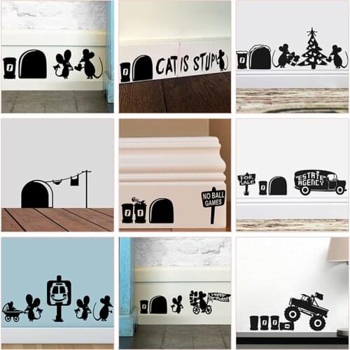 Funny 3d Mouse Hole Wall Stickers Kids Room Kitchen Bedroom Home Decoration Vinyl Wall Decal Diy Cartoon Rat Animal Mural Art