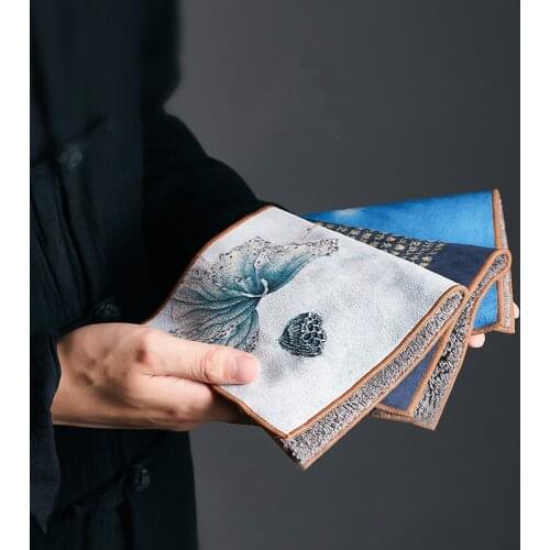 Suede Tea Towel Cloth Thickened Absorbent High-End Yixing Clay Teapots Zen Table Mat Tea Mat Kung Fu Tea Utensils Tea Napkin