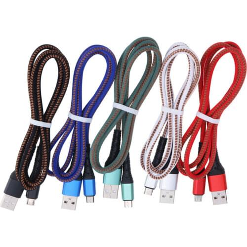 1M Long Nylon Charger Data Cable Micro USB Type C Cable For iPhone Samsung Huawei Android Fast Charging Phone Cables 1000pcs