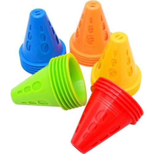10Pcs Brand New Training Cone Cylinder Outdoor Football Train Obstacles Sport Football Soccer Rugby Without Falling Down