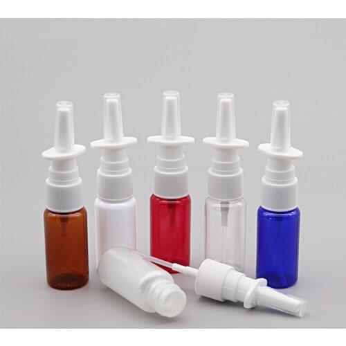 120pcs 15ML Empty Refillable Amber Glass Nasal Bottle Pump Cleanser Container for Dispensing Wash