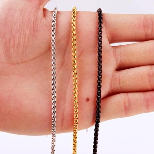 2/3/4/5/7MM Fashion Stainless Steel Silver Color/Gold/Black Handmade Box Link Chain Mens Womens Necklace Wholesale Jewelry