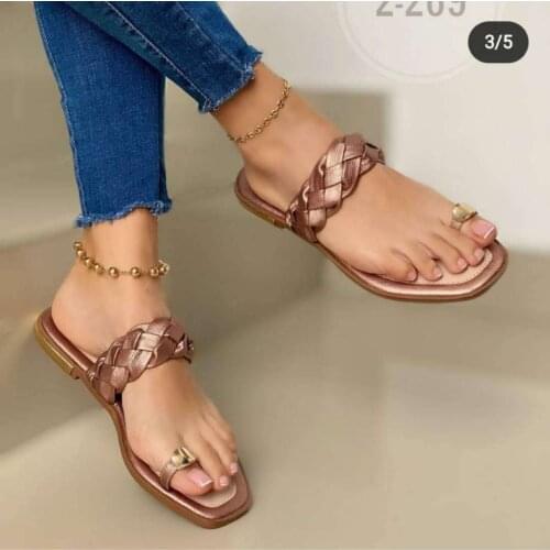 2021 Summer New Woven Slippers Flat Sandals Solid Color Platform Shoes Outdoor Beach Shoes Open Toe Casual Plus Size 41