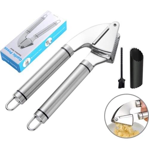 304 Stainless Steel Garlic Press Garlic Masher Fine Polished Mirror Ergonomic Kitchen Creative Mini Portable Tool