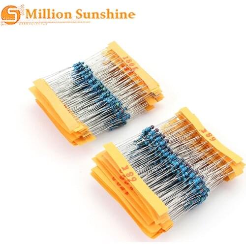 500pcs/lot 50 values 1/4W 0.25W 1% Metal Film Resistor Assortment Kit Set 1R-10mR 1ohm-10Mohm resistor samples kit EC21