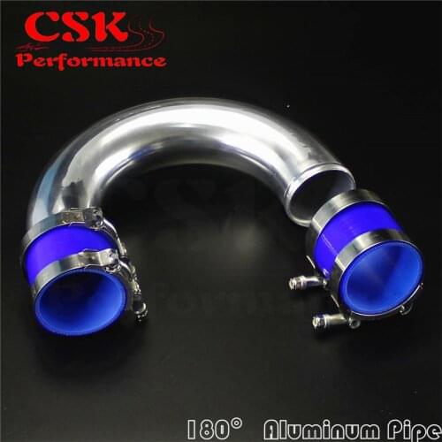 63mm 2.5" 180 degree Aluminum Turbo Intercooler tube Pipe + silicon hose + T bolt clamps