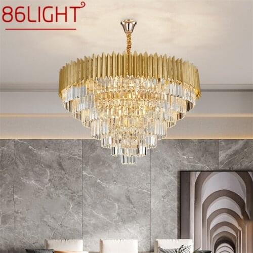 86LIGHT Gold Chandelier Postmodern Crystal Pendant Lamp Home LED Light Fixture for Living Dining Room
