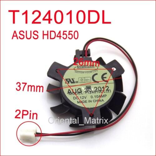 Free Shipping T124010DL 12V 0.1A 37mm For ASUS HD4550 HD5570 Graphics Card Cooler Cooling Fan