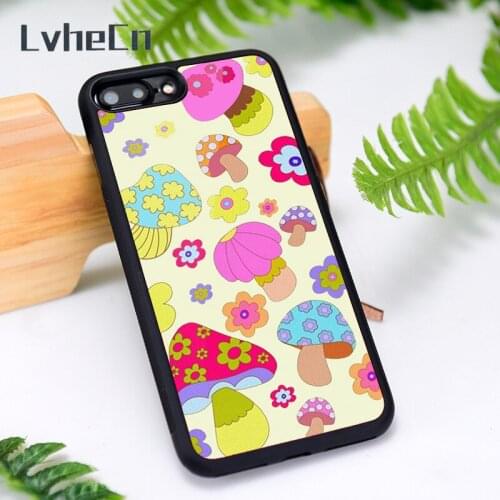 LvheCn Silicone Rubber Phone Case Cover for iPhone 6 6S 7 8 Plus X XS XR 11 12 Mini Pro Max Groovy Shroom