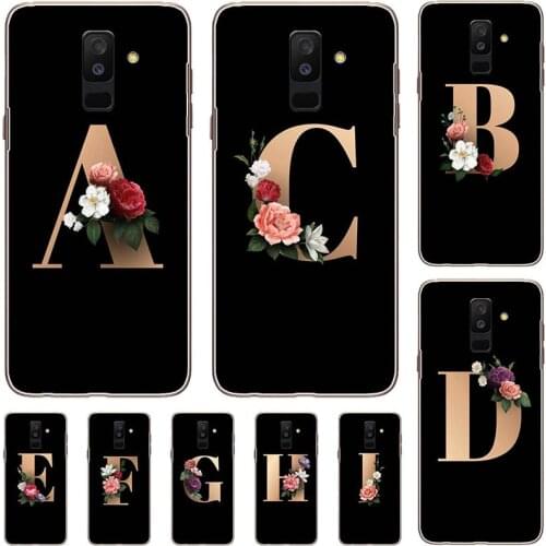 For Samsung Galaxy A6 2018 A600 A6 Plus 2018 A6+ A6plus A605 A605F Case Cute Lovely Flowers Black Letters Silicone Soft Cover