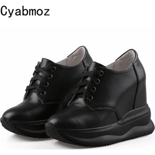 Cyabmoz Fashion Height increasing Shoes Woman Sneakers High heels Pumps Genuine Leather Women Party Wedge Platform Ladies Shoes