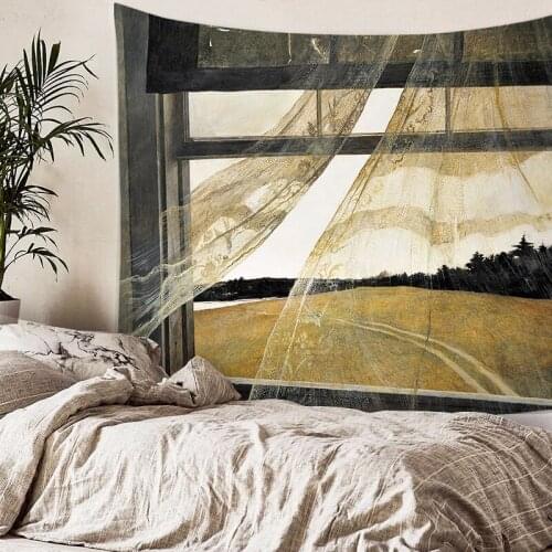 Tapestry Nordic Ins Window Scenery Oversized Wall Decoration Background Cloth Bedside Bedroom Shade Curtain гобелен на стену