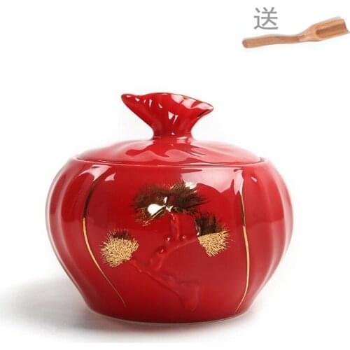 Guci Ceramic tea cans color glaze copper buckle black tea green tea pot celadon sealed irrigation large moisture storage tank