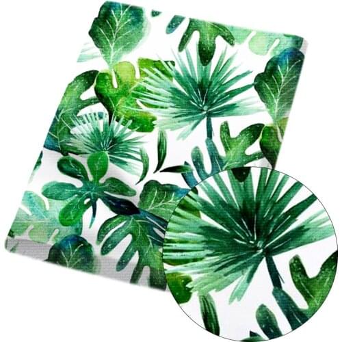 JOJO BOWS Polyester Cotton Cloth Fabric Green Leaves Sunflower Printed Sheets Apparel Patchwork DIY Crafts Supplies 45*145cm 1pc
