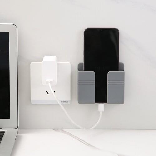 Creative Paste Type Mobile Phone Charging Stand Multifunctional Wall Storage Rack Bedside Lazy Remote Control Rack Wall Shelf