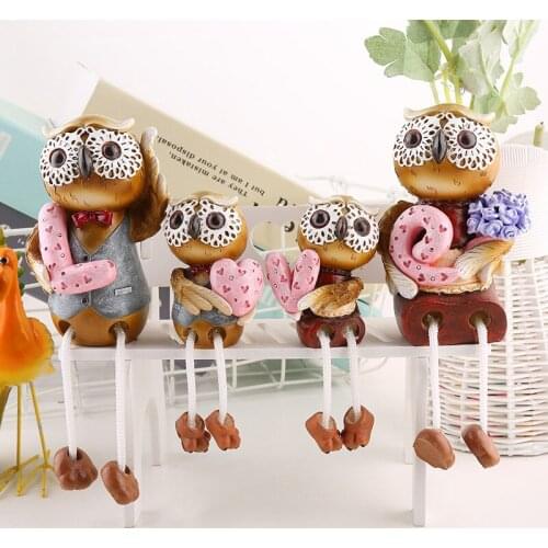 Creative Owl Resin Crafts Love Hanging Feet Owl Ornaments Bedroom Home Decoration Wholesale Gifts