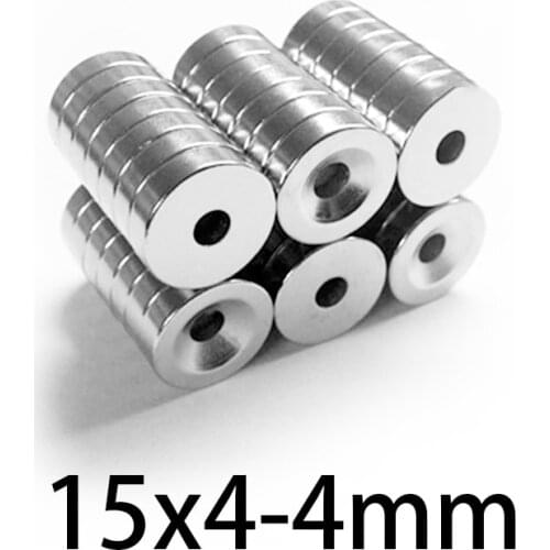 10-100pcs 15x4-4mm Strong Rare Earth Magnet NdFeB 15*4mm Hole 4mm Round Countersunk Neodymium Magnetic Magnets N35 15*4-4mm