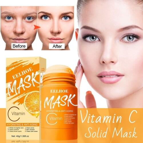 EELHOE Vitamin C Charcoal Solid Mask Pore Cleansing Mud Deep Cleansing Detox Mask Pore Cleansing Clay Grey Mask Whitening Stick