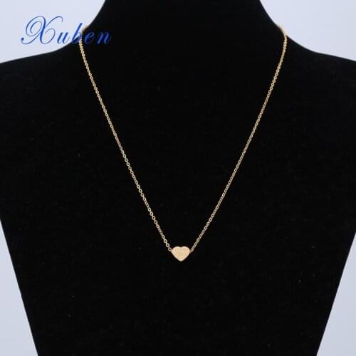 Mini choker long heart Necklace femme Gold color stainless steel pendant necklaces for women Chain link Women Jewelry