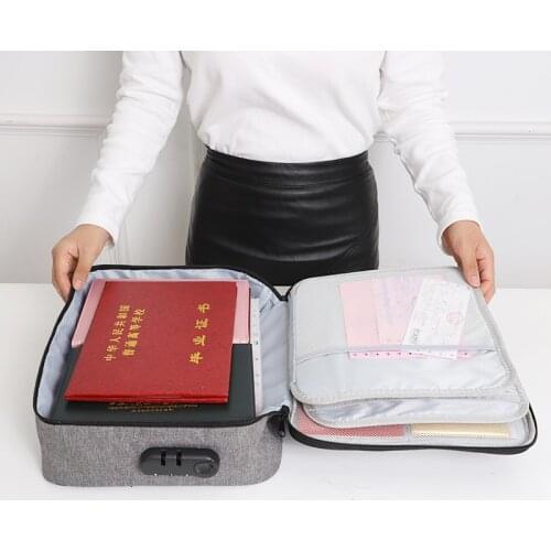 Document Bag Large Capacity Double-layer Tie Polyester Multifunctional Storage Bag Passport Family Travel Document Bag