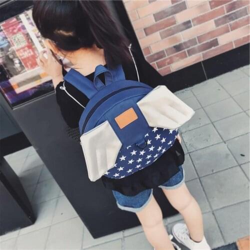 Fashion Children Backpack Canvas Cute Wing Decoration Anti Lost Shoulder Bag Boys Girls School Bags For 1-5 Years Kids L FA$B