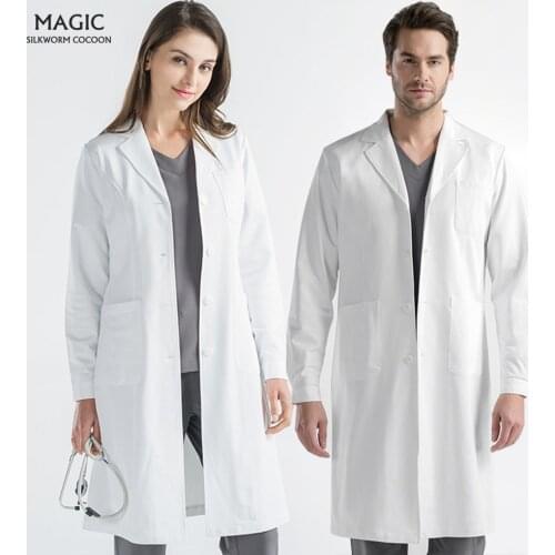 Slim White Long Sleeve Health Workers Workwear Scrub Uniform Spot Women Coat Spa Service Lab Coat Beauty Salon Workwear 2020 New