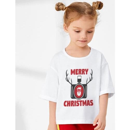 New Boys Christmas Shirt Spoof Snowman Santa Claus Funny Print Girls Top Pretty Short Sleeve T-shirt Kids Harajuku Cute Kawaii