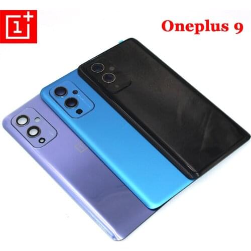 Original Oneplus 9 Housing Cover Glass Rear Door Phone Back Replacement Repair Parts For One Plus 1+ 9 With Camera Lens 6.55"