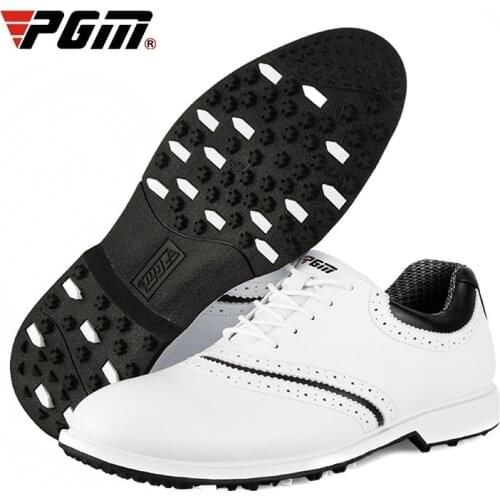 Pgm Golf Ball Shoes Men Waterproof Anti-Slip Breathable Sports Shoes Brogue Style Shoes Leather Soft Training Golf Shoes