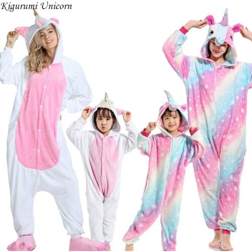 Boys Girls Pajamas Sets Kigurumi Unicorn Pajamas For Women Men Onesie Adults Animal Panda Stitch Sleepwear Cosplay Pyjamas Kids