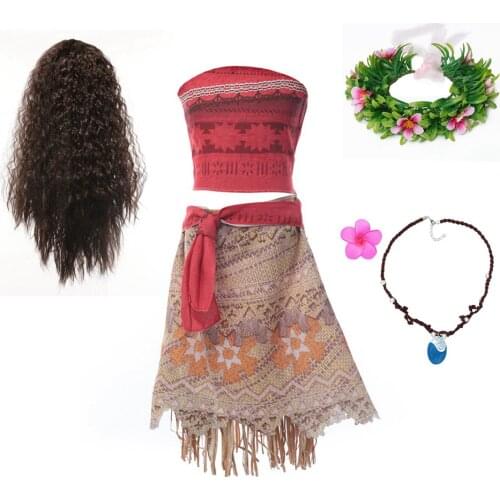 Girls Moana Dress Kids Adventure Outfit Beach Summer Moana Dresses for Toddler Girl Halloween Party Cosplay Girls Clothing