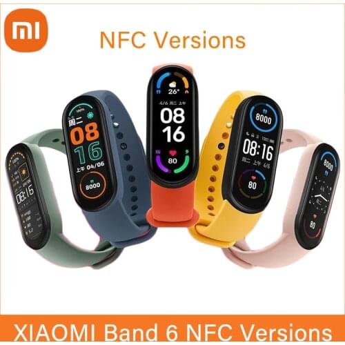 Xiaomi smart Bracelet Mi band 6 full color screen, compatible with NFC, waterproof smart bracelet with Bluetooth and 24h heart r
