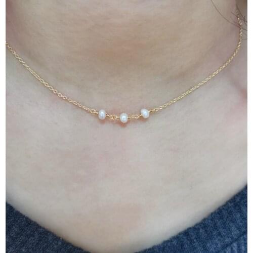 Freshwater Pearl Necklace Handmade Choker 14K Gold Filled Pendants Boho Collier Femme Perle Collares Perla Jewelry Women Gift