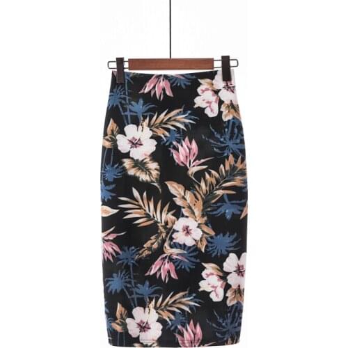 Retro Print Sexy Bag Hip Skirt Women Summer Elegant Temperament High Waist Skirts Casual Plus Size Street Wear Mid-length Skirt