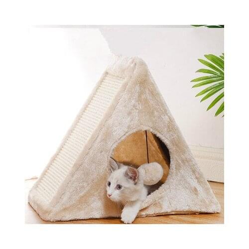 Cat Sleeping Bag Cat Toys Sisal Toys Collapsible Triangle Tent Cat House With Sisal Board Pet Supplies Pet Scratching Toys