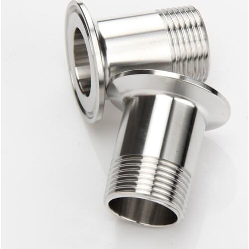 1/4" 3/8" 1/2" 3/4" 1" -4" BSPT Male x 0.5" 1.5" 2" 2.5" 3" Tri Clamp Thread Ferrule Coupler SUS 304 Stainless Sanitary Homebrew