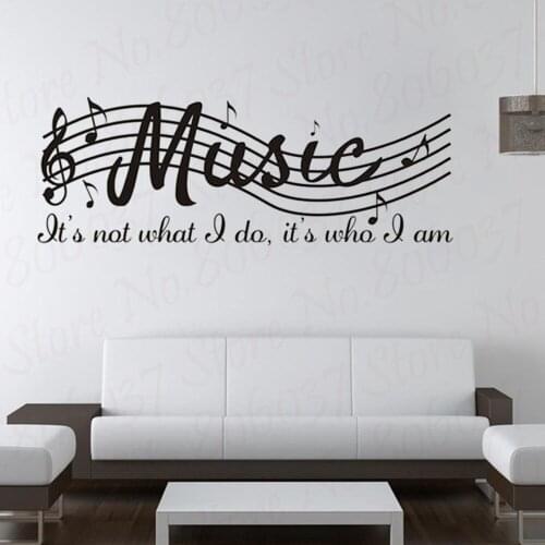 Staff Music note vinyl wall decal quote diy art mural removable wall stickers home decor classroom piano room WL916