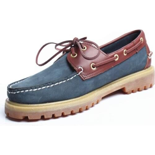 British Style Boat Runway European Driving Lace Up Casual Shoes Brand Famous Men Fashion Genuine Leather Shoe Classic Boat Shoes