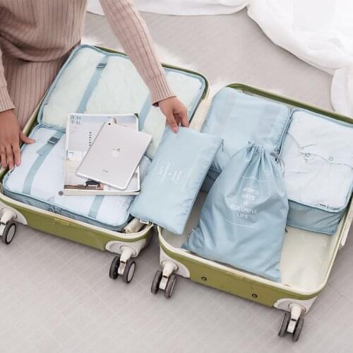 6PCS/Set Waterproof Travel Luggage Packing Organizer Clothes Storage Bags Mesh Bag In Pouch Packing Cube Travel Accessories
