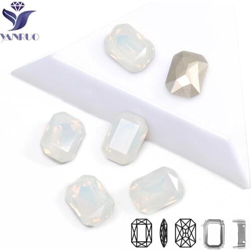YANRUO 4627 Octagon K9 Crystal White Opal Chatons And Stones DIY Diamonds Craft Shoes With Rhinestones Clothing Accessories