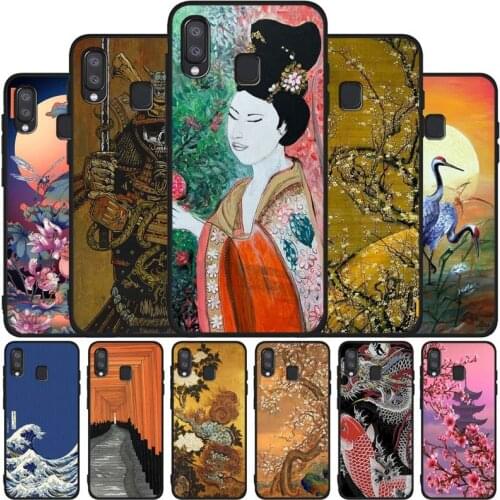 Japan Oil Painting Art Black Soft Phone Case For Samsung A10 A20 A30 A40 A50 A70 A21 A31 A51 A71 A41 A32 A42 S52 A72 A6 2018