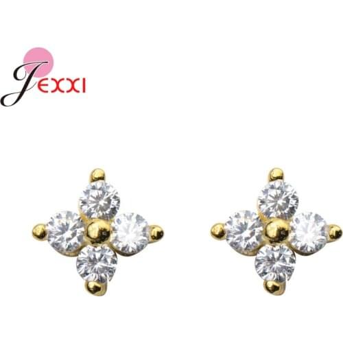 Elegant Small Flower AAA Cubic Zirconia Stud Earring Real 925 Sterling Silver Tiny Jewelry Mini Cute Earring For Girls