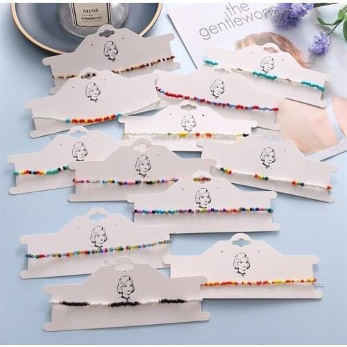 Simple Seed Beads Strand Necklace Women String Beaded Short Choker Necklace Jewelry Chokers Necklace Gift 1pc