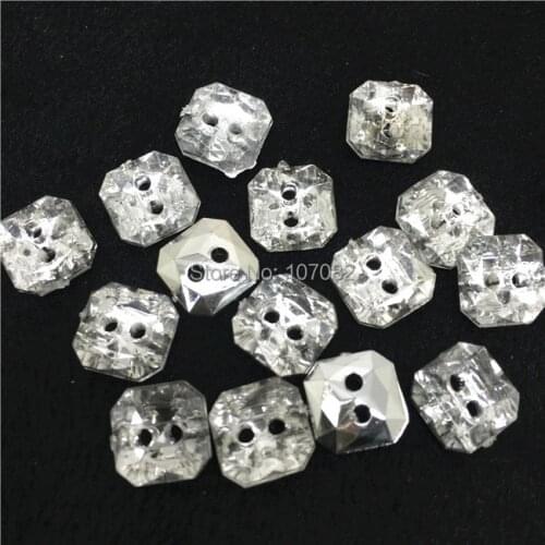900pcs/lot 10mm Acrylic Square Buttons Clear Shiny Sewing Shirt diy Button Scrapbooking Garment Accessories